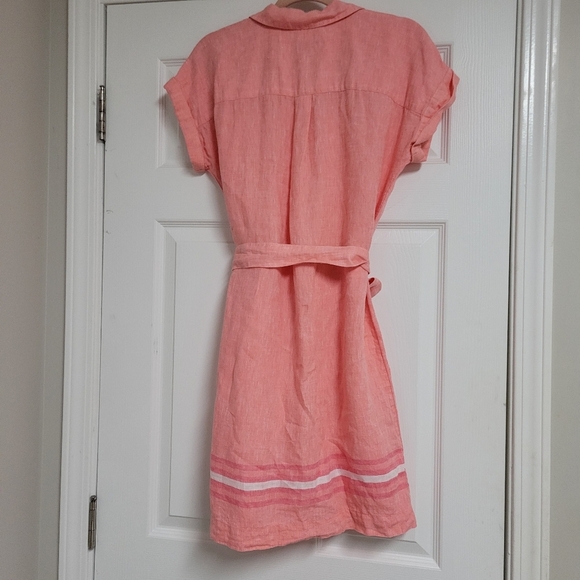 Talbots Linen Popover Shirtdress Oyster Stripe. - Picture 5 of 13